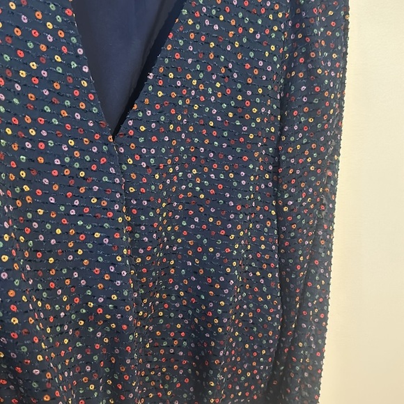 Madewell Blue Long Sleeve Wrap Blouse - Picture 5 of 6